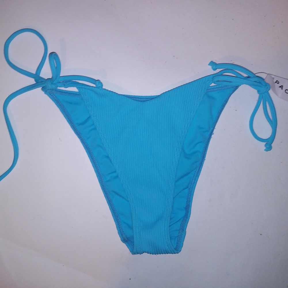 LA Hearts by Pacsun Swim Bikini Bottom Small Blue Ribbed Solid String New